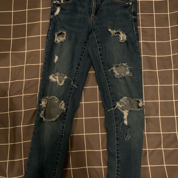 garage blue distressed jeans size 00 - Picture 3 of 4